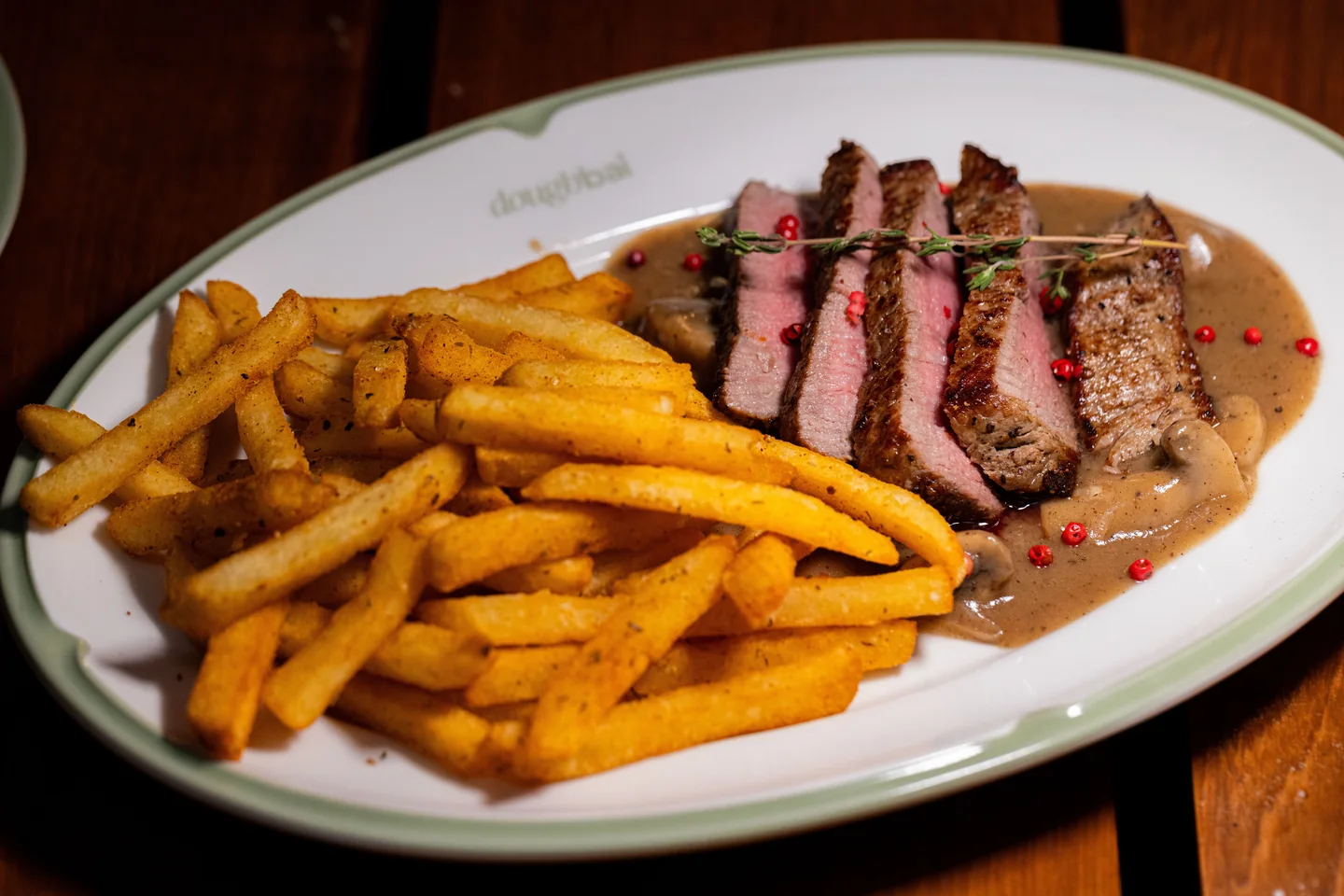 Steak with Whisky Peppercorn Sauce